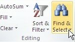 Excel find and replace find select ribbon button