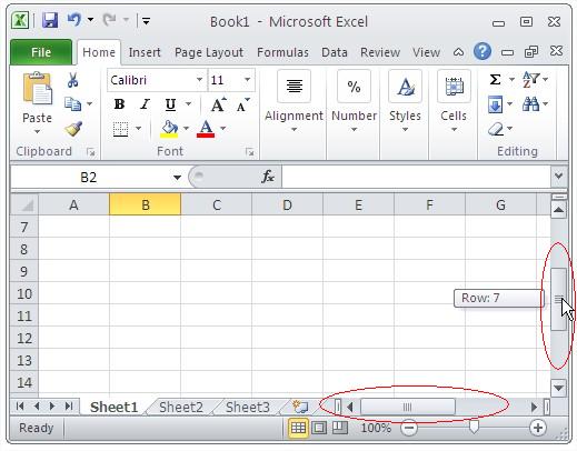 Excel scroll bars