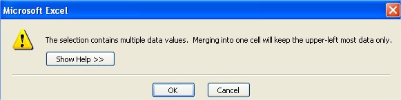 Excel format dialog box merge and center