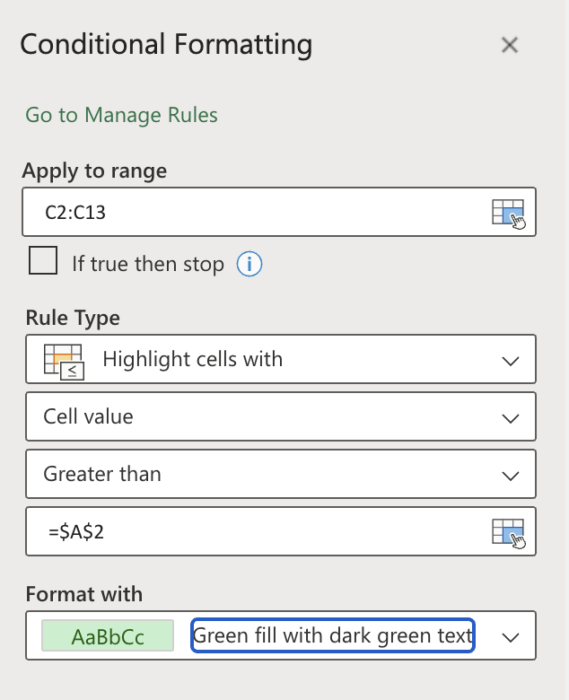 Conditional Formatting Rules