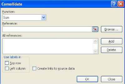 Consolidate dialog box