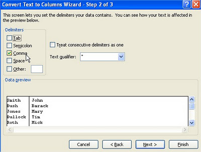 Text to Columns Convert Text to Columns Wizard