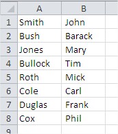 Excel Text to Columns Table name and vorname separated