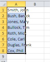 Excel Text to Columns selected cells table