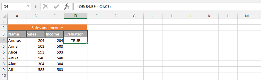 excel or function simple Question