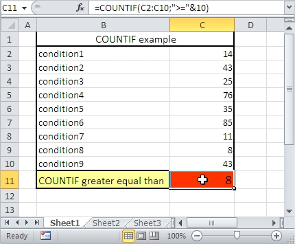 COUNTIF greater equal than