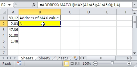 Excel MAX value range