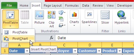insert pivot chart