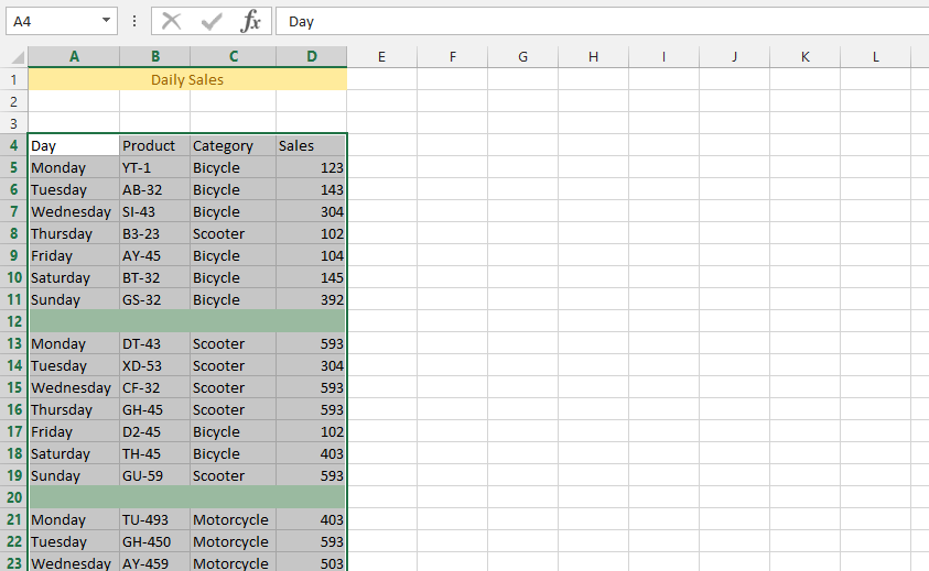 Excel sorting mark data again