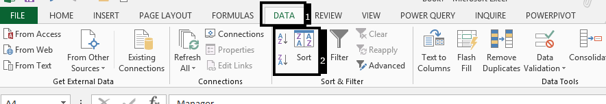 Excel sorting ribbon data sort