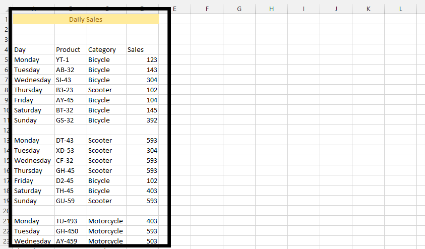 Excel sorting and sort out data table