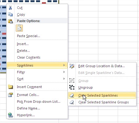 Clear Selected Sparklines