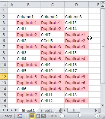 Excel compare columns find duplicates