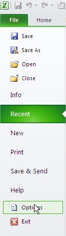 Excel File Options Developer