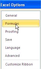 Excel Options Formulas