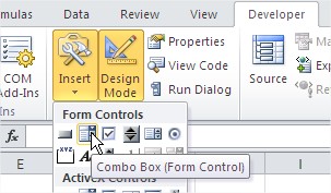 Excel Insert Combo Box