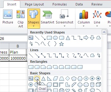 Insert Oval Shape