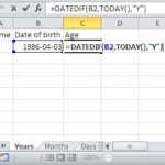 DateDifference Years Excel