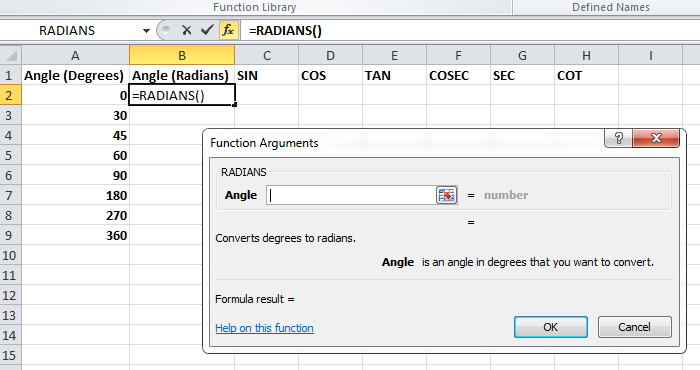 Trig Functions Radians