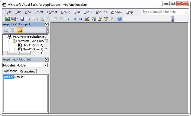 VBA own function editor