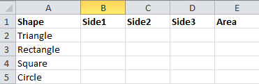 VBA own function table