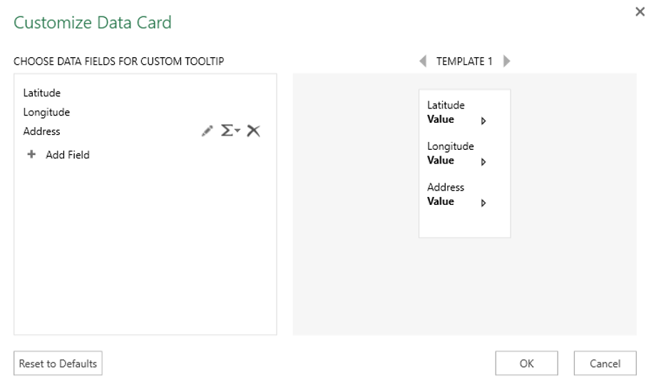 customize data card template tool tip