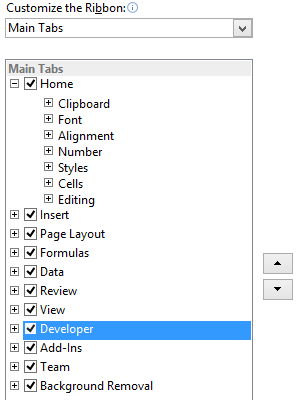 Add Developer Tab for vba cell reference