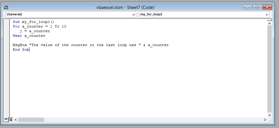 vba code counter