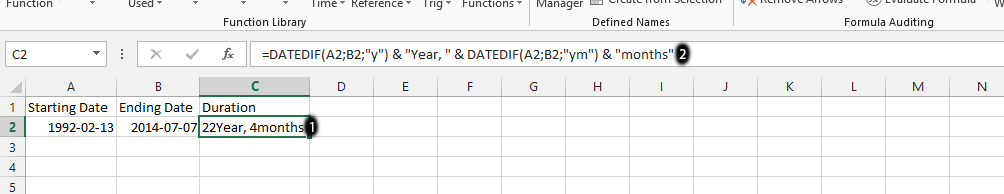 Length of Service DATEDIF