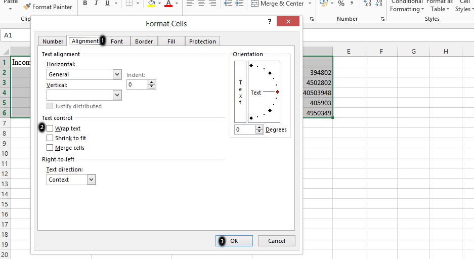 Convert Word to Excel alignment