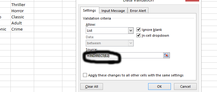 Linked Drop-Down indirect list