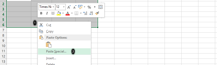 Convert Word to Excel paste special