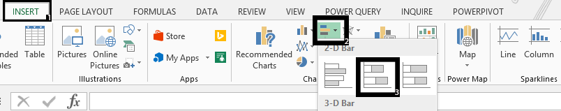 ribbon insert 2d bar chart