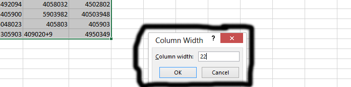 Convert Word to Excel set column width