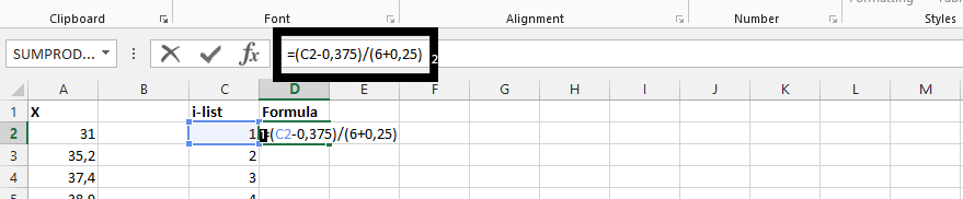 type formula