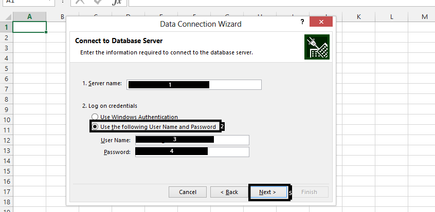 SQL Server user name password