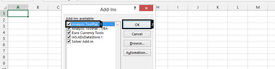 analysis toolpak addins ok