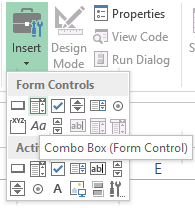 Interactive Charts combo box