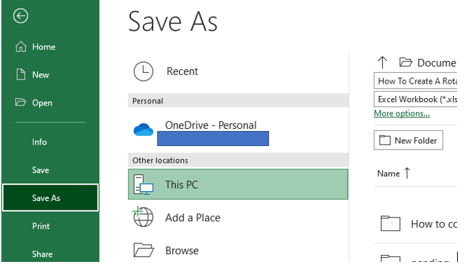save as one drive
