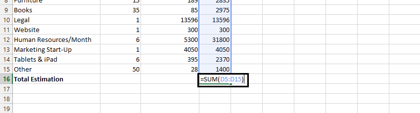 estimate calculator sum