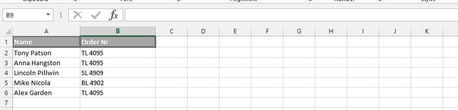 data set table