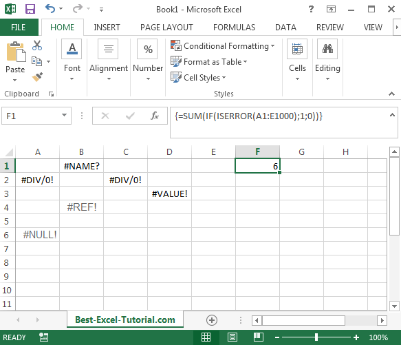 Count the number of errors in range - Best Excel Tutorial