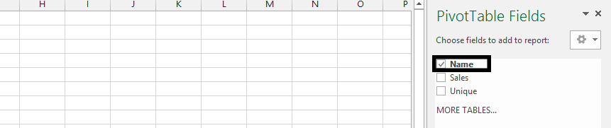 pivot table fields name