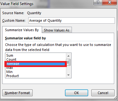 Summarize value field by Average