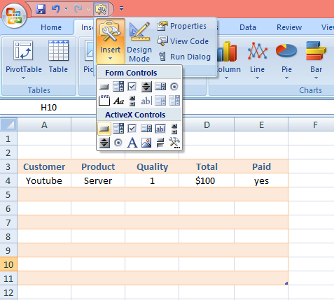 insert activeX forms