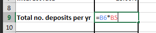 total number of deposits formula