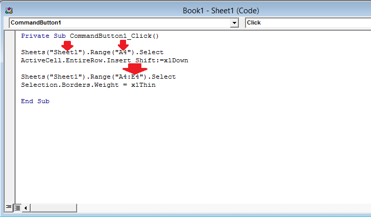 vba code