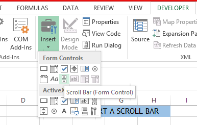 chart with scrollbar Insert Scroll Bar