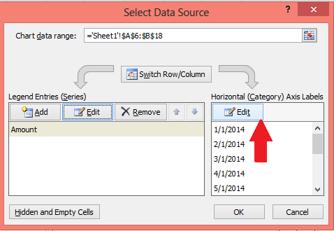 chart with scrollbar select data source