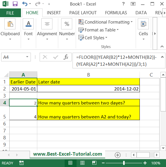 calculate how many quarters between dates